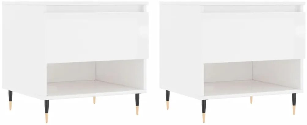 vidaXL Τραπεζάκια Σαλονιού 2 τεμ. Γυαλ. Λευκό 50x46x50 εκ. Επεξ. Ξύλο