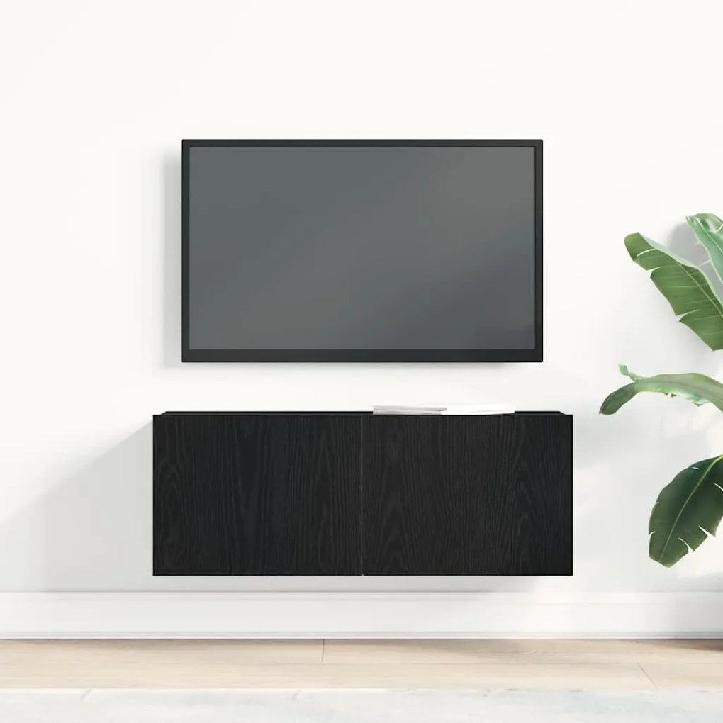 vidaXL Έπιπλα τηλεόρασης Μαύρη δρυς 80 x 30 x 30 εκ Επεξεργασμένο ξύλο
