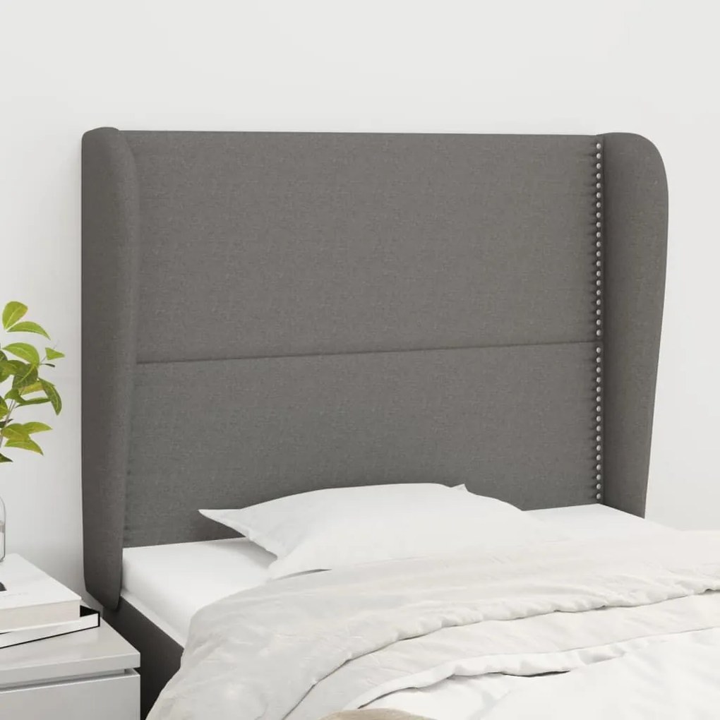 Κεφαλάρι με Πτερύγια Σκούρο Γκρι 93 x 23 x 118/128εκ.Υφασμάτινο 3117799