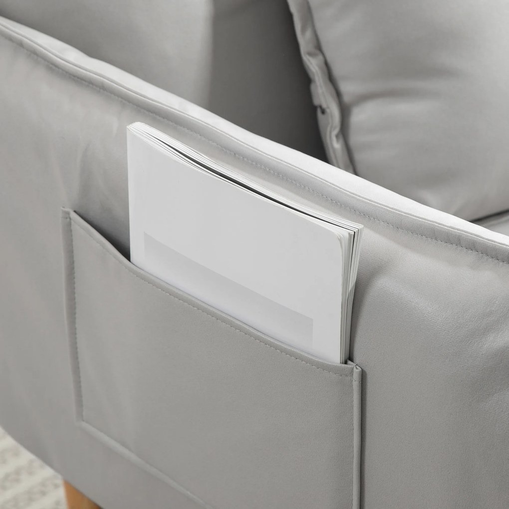 HOMCOM Ρυθμιζόμενη Πολυθρόνα Lounge 2-σε-1, Πολυθρόνα Δαπέδου με Μαξιλάρι, Πολυθρόνα Επένδυσης, για Σαλόνι, Υπνοδωμάτιο, Ανοιχτό Γκρι