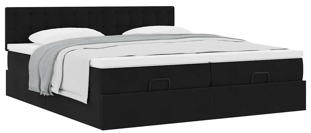 vidaXL Οθωμανικό κρεβάτι με στρώματα Μαύρο 160x200cm Velvet