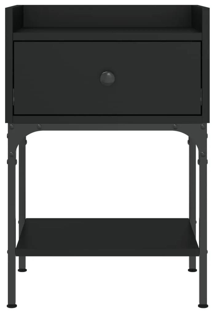 Κομοδίνα 2 τεμ. Μαύρα 40,5 x 31 x 60 εκ. από Επεξεργασμένο Ξύλο - Μαύρο