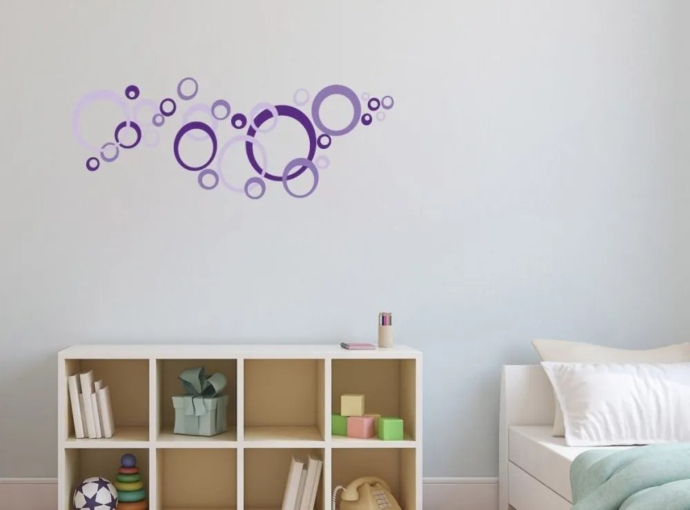 Διακοσμητικά αυτοκόλλητα τοίχου μωβ κύκλοι - 50x70