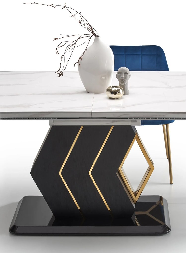 VINCENZO table white marble, leg black/gold DIOMMI V-CH-VINCENZO-ST