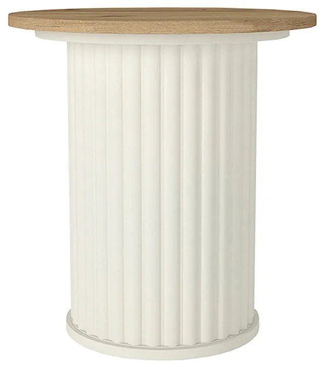 Τραπεζάκι βοηθητικό Bohema Megapap χρώμα ivory - sepet oak Ø50x53,2εκ.