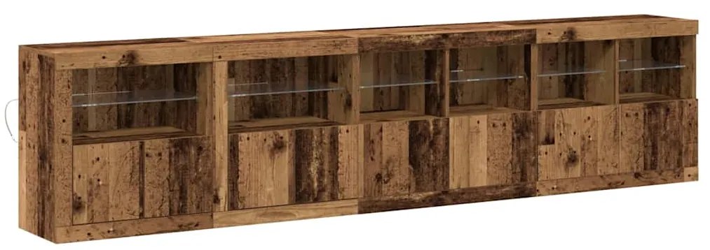 vidaXL Μπουφές με LED Φώτα Παλιού Ξύλου 283x37x67 cm Κατασκευασμένο Ξύλο