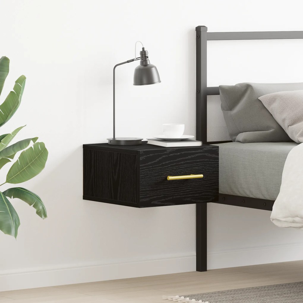 vidaXL Κομοδίνο Τοίχου Μαύρη Δρυς 35x35x20 εκ.