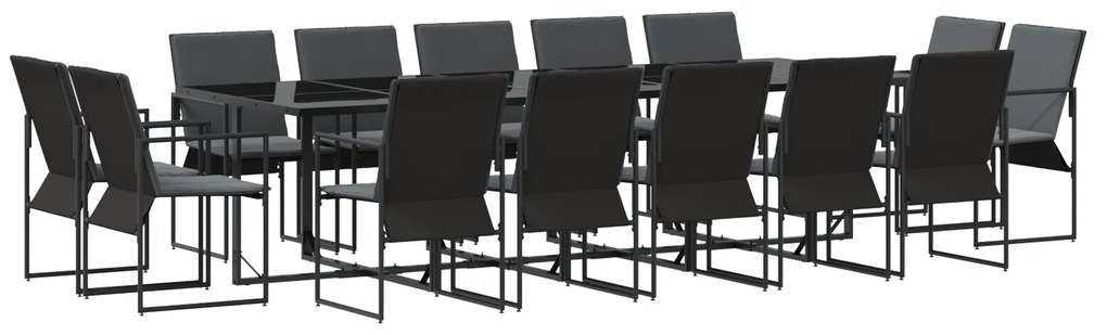 vidaXL σετ τραπεζαρίας κήπου 19 τεμαχίων με μαξιλάρια από ατσάλι και τεξτιλίνη