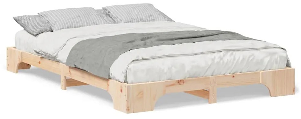 vidaXL Κρεβάτι δαπέδου με αποθήκευση Καφέ 140 x 210 cm ξύλο