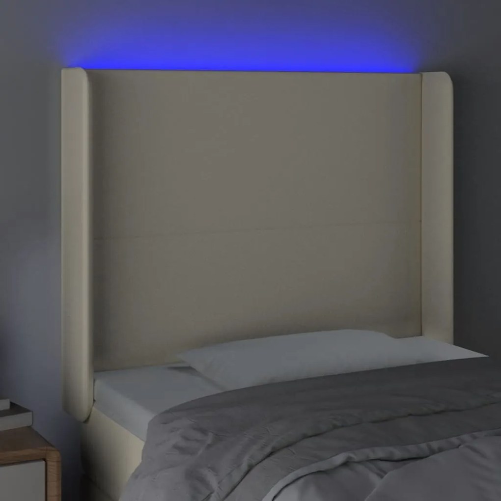 vidaXL Κεφαλάρι Κρεβατιού LED Κρεμ 103x16x118/128 εκ. Συνθετ. Δέρμα