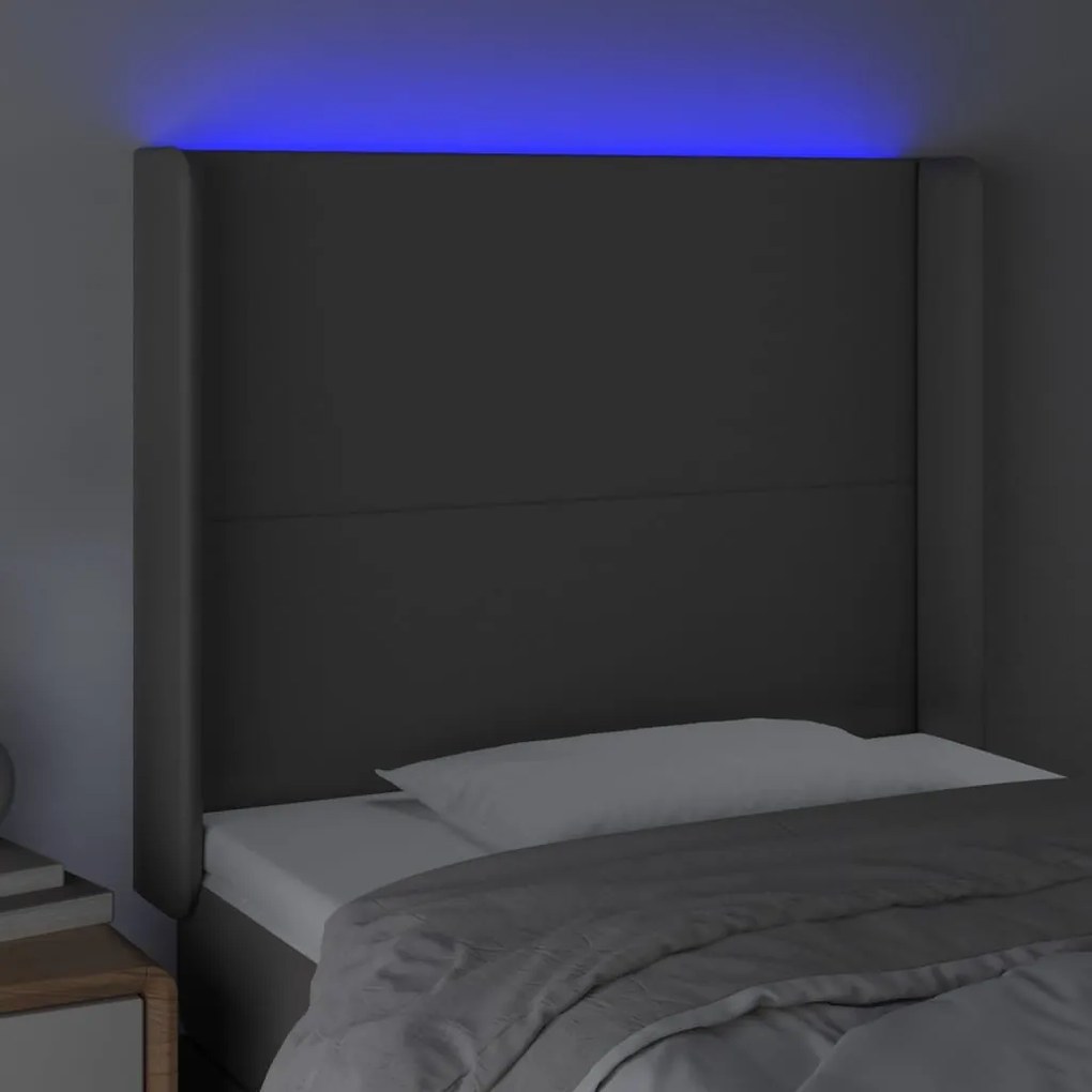 vidaXL Κεφαλάρι Κρεβατιού LED Γκρι 103x16x118/128 εκ. Συνθετ. Δέρμα