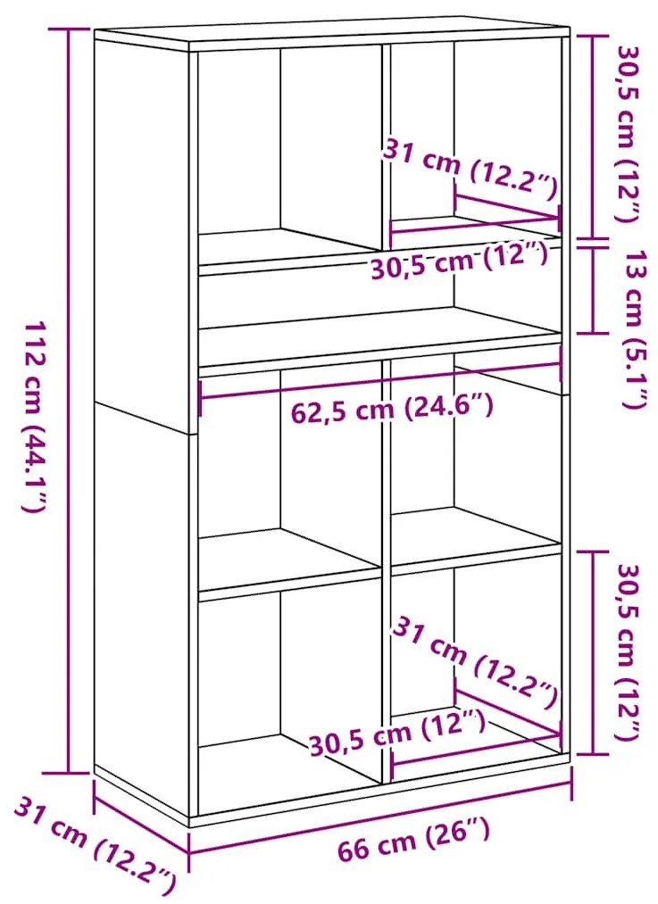 Βιβλιοθήκη Καφέ Δρυς 66x31x112 εκ. από Επεξεργασμένο Ξύλο - καφέ δρυς
