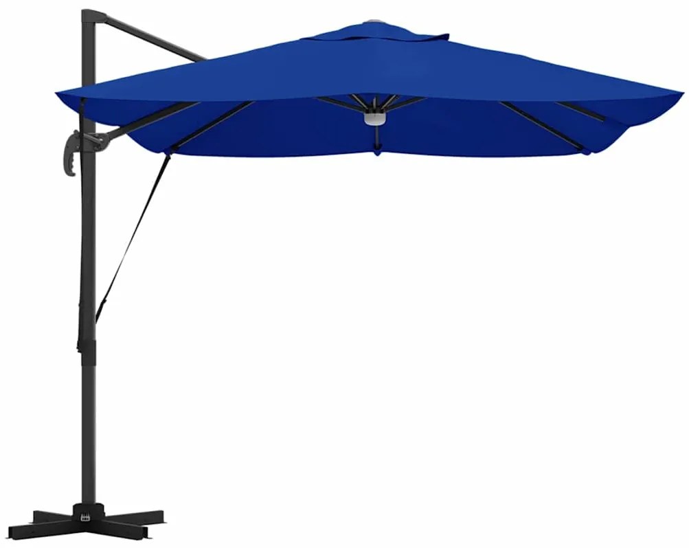 vidaXL Ομπρέλα ηλίου με φώτα λωρίδας LED Αζούρ μπλε 351 x 250 x 253 εκ