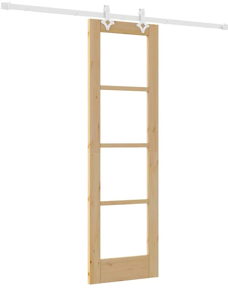 vidaXL Συρόμενη Πόρτα Καφέ 61 x 198.5 εκ. Ξύλο και μέταλλο