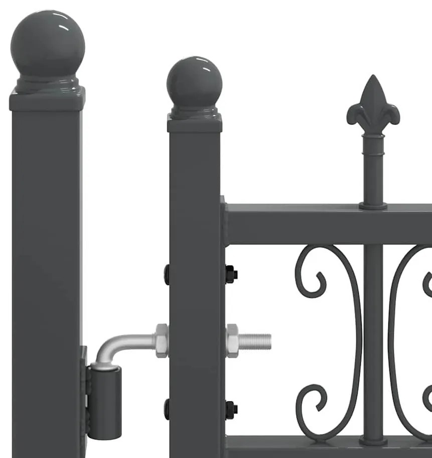 vidaXL Πύλη Φράχτη με Στρογγυλή Κορυφή Γκρι 305 x 125 εκ. Ατσάλι