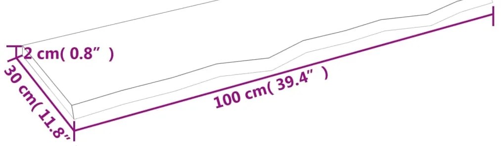vidaXL Ράφι Τοίχου Ανοιχτό Καφέ 100x30x2 εκ. Επεξεργ. Μασίφ Ξύλο Δρυός