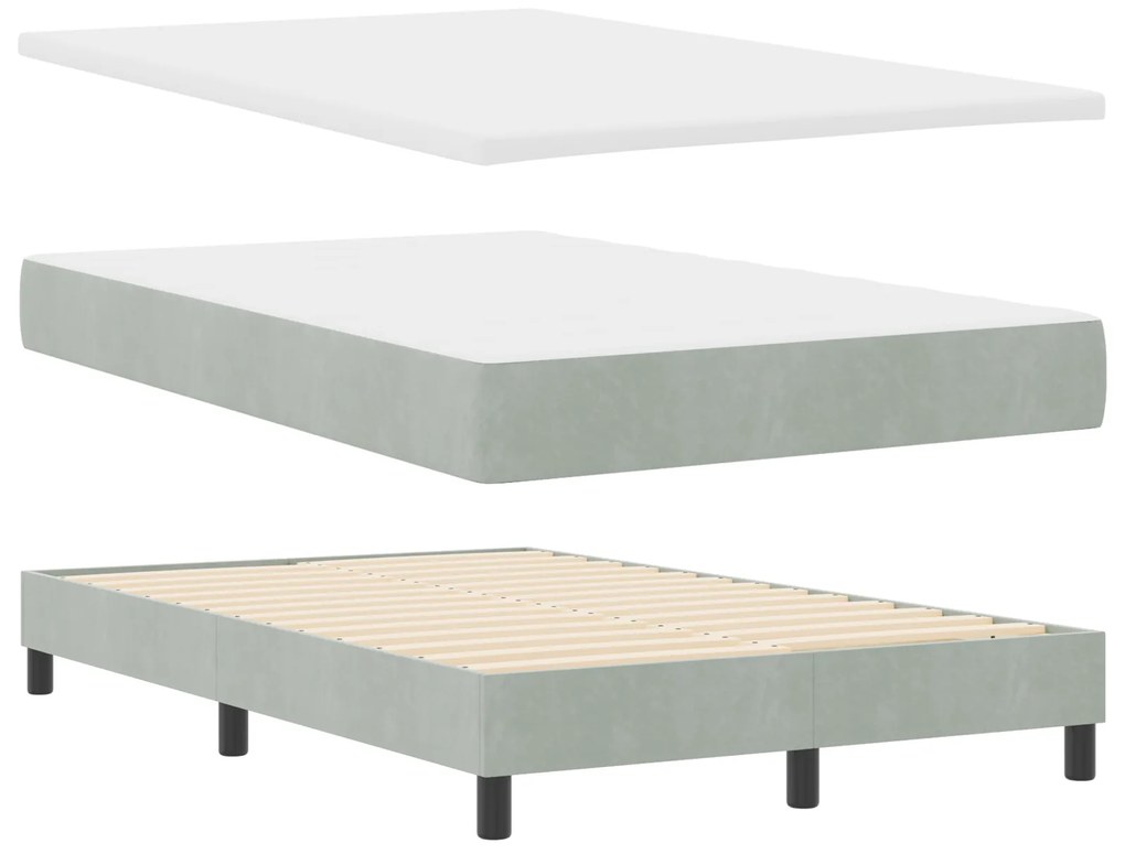vidaXL Κρεβάτι με Στρώμα Light Grey 120x200 εκ. Βελούδο