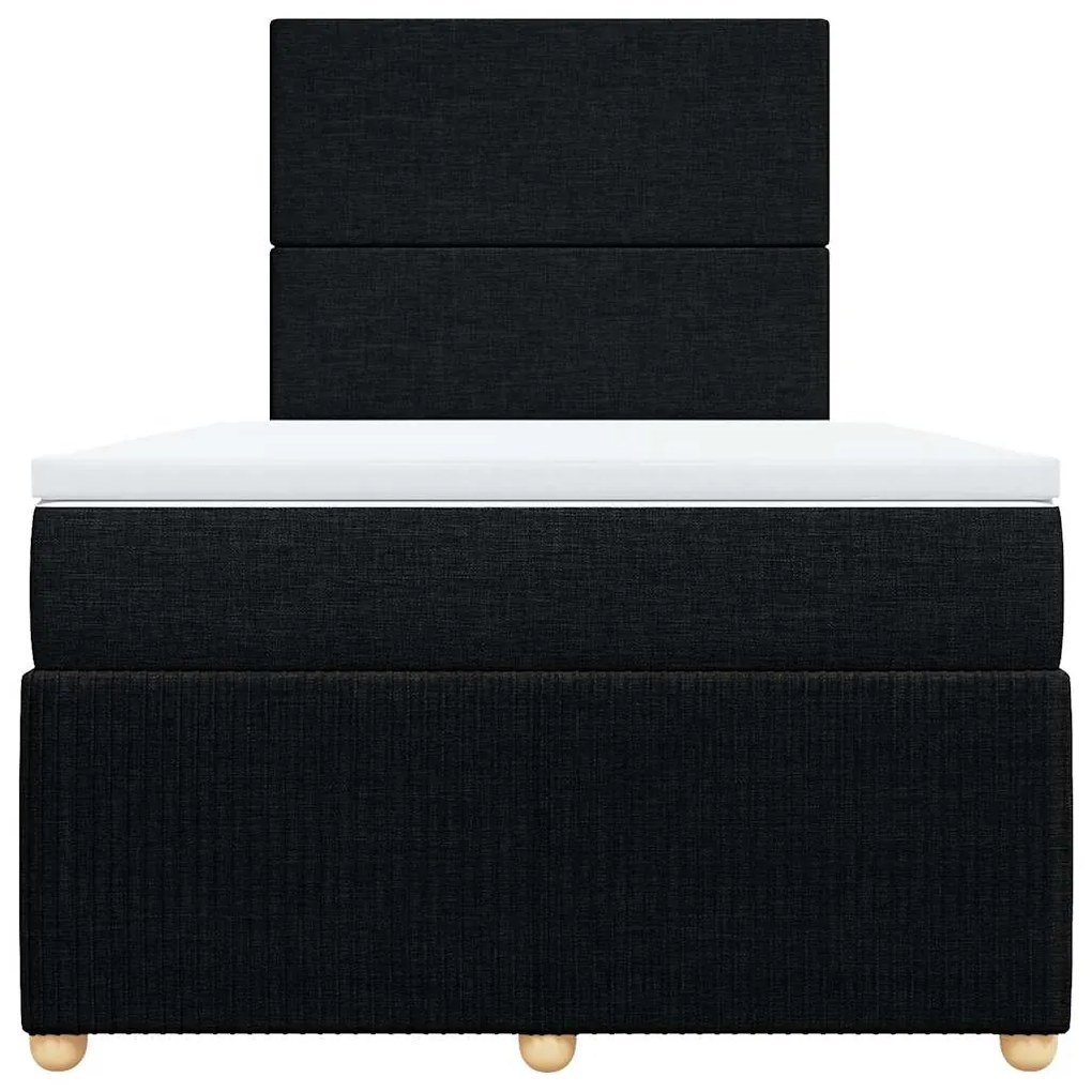 vidaXL Κρεβάτι Boxspring με Στρώμα Μαύρο 120x190 εκ. Υφασμάτινο
