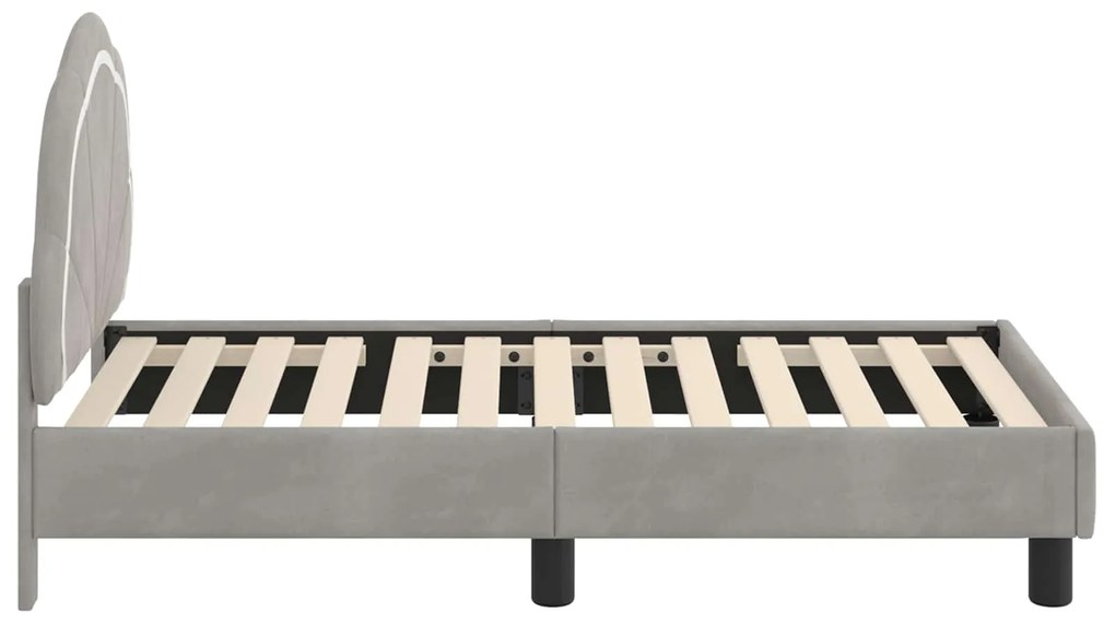 vidaXL Κρεβατική βάση για παιδιά με προσκέφαλο Ανοιχτό γκρι