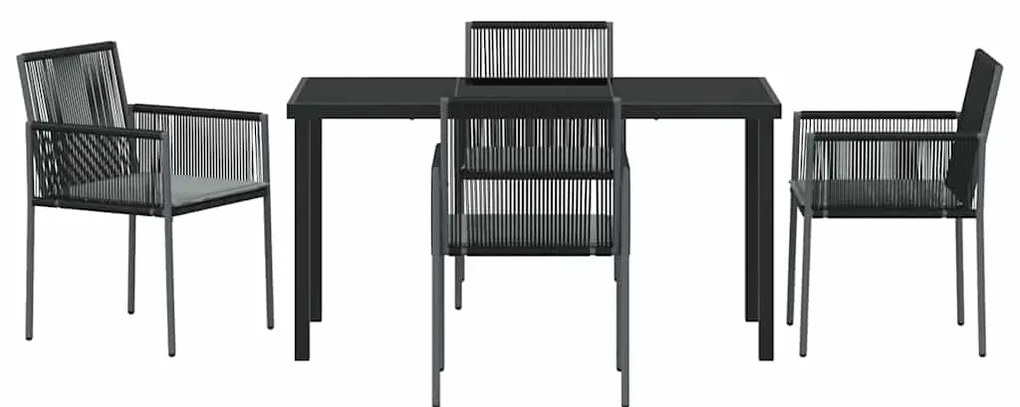vidaXL Σέτ φαγητού για κήπο 5 pcs Μαύρο Ράτα PE