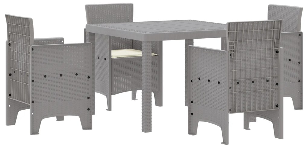 vidaXL Σέτ φαγητού για κήπο 5 pcs Ανοιχτό γκρι Rattan Polt