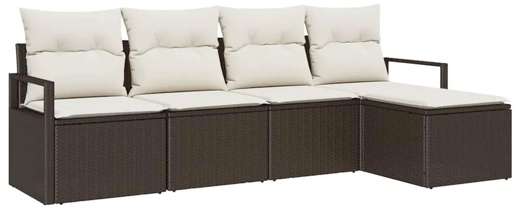 vidaXL Σετ Καναπέ Κήπου 5 pcs Καφέ Πολυ ράταν