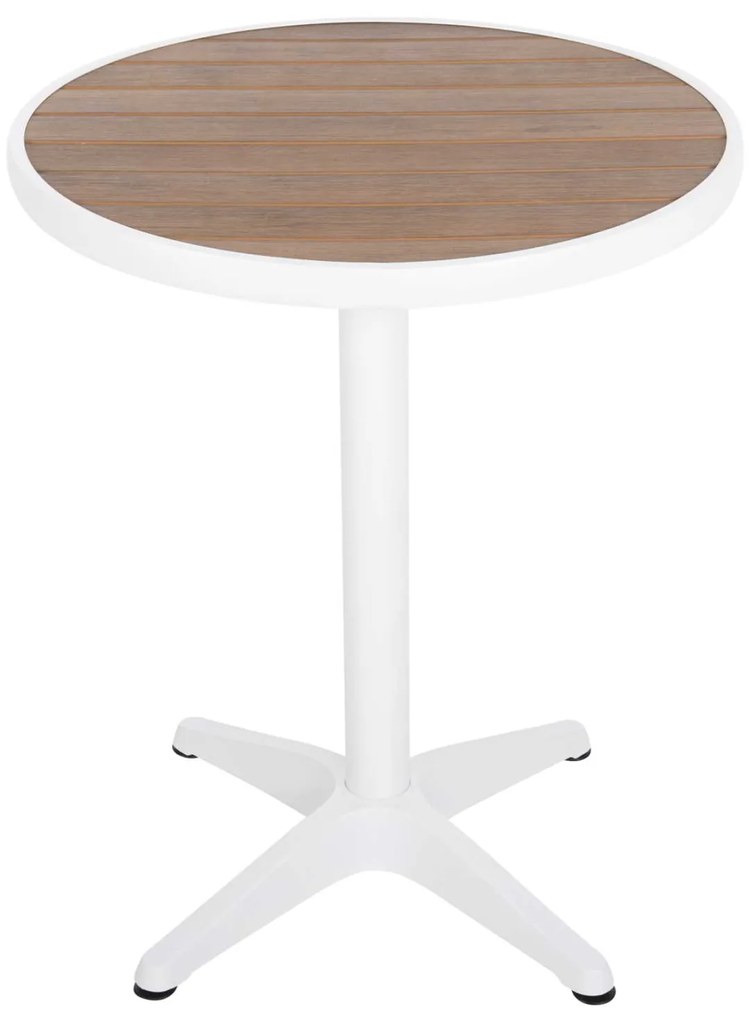 ΤΡΑΠΕΖΙ ΑΛΟΥΜΙΝΙΟΥ ΣΤΡΟΓΓΥΛΟ ALEXA HM6086.02 ΛΕΥΚΟ-POLYWOOD TOP ΦΥΣΙΚΟ Φ60x73Υεκ.