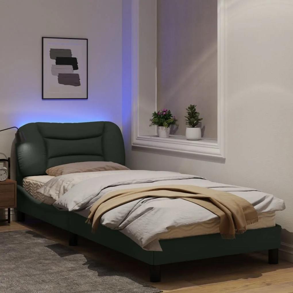 Πλαίσιο Κρεβατιού με LED Σκούρο Γκρι 80x200 εκ. Υφασμάτινο - Γκρι