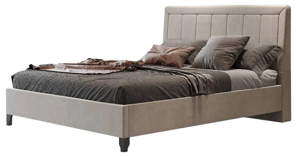 Επενδυμένο Κρεβάτι FRAME Διπλό Ύφασμα Εκρού 160x200εκ. 170x220x115 εκ.