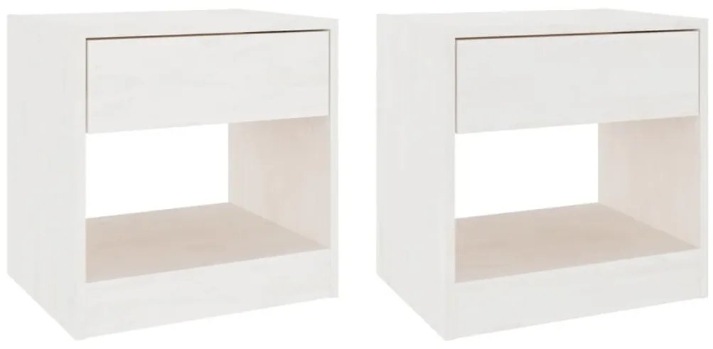 vidaXL Κομοδίνα 2 τεμ. Λευκά 40 x 31 x 40 εκ. από Μασίφ Ξύλο Πεύκου