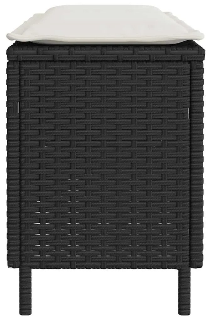 vidaXL Πάγκος κήπου με μαξιλάρι Μαύρο 110x30x40,5 cm Poly Rattan