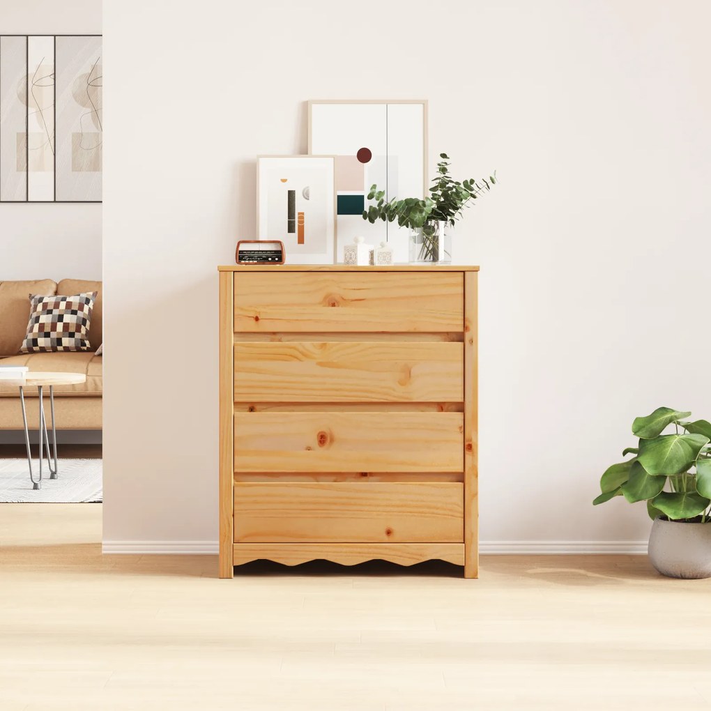 vidaXL Κομοδίνο με συρτάρι Καφέ 76.5 x 40 x 91 εκ Μασίφ ξύλο πεύκου