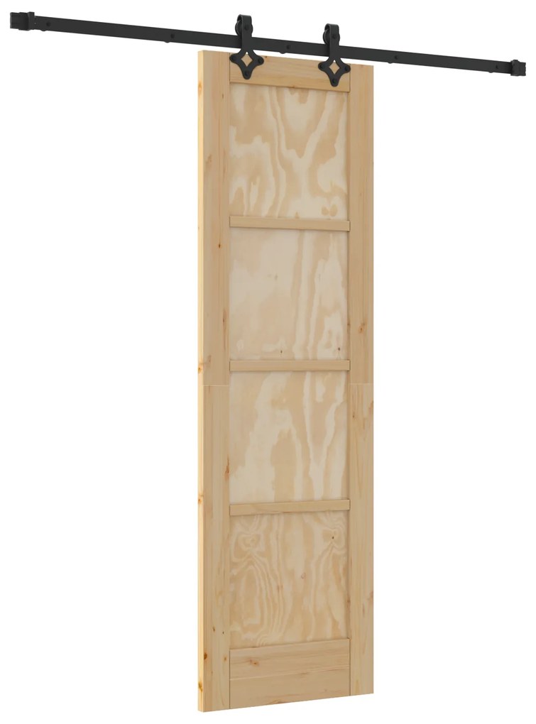 vidaXL Συρόμενη Πόρτα  με Σετ Εξαρτημάτων 61x198.5 εκ Μασίφ Ξύλο Πεύκου