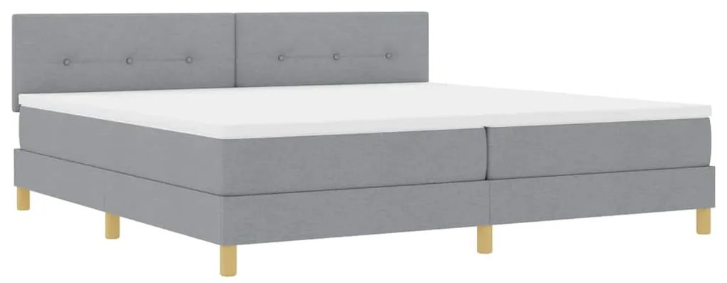 vidaXL Κρεβάτι box spring με στρώμα Ανοιχτό γκρι 200 x 200 cm ύφασμα