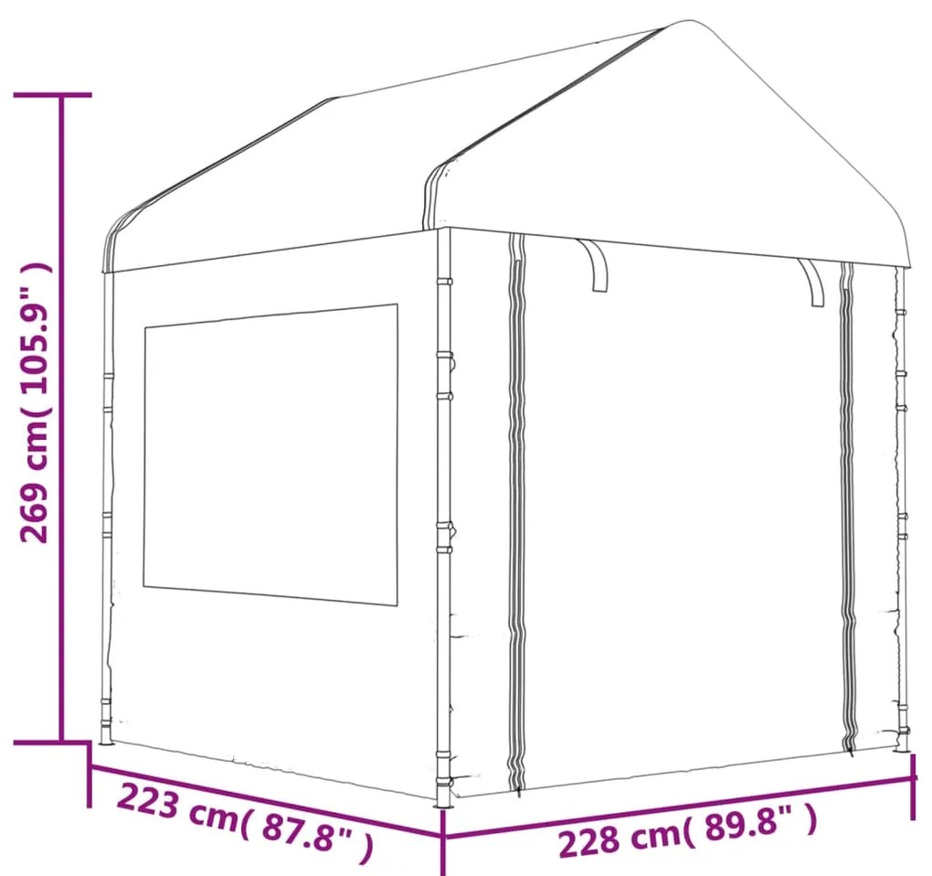 Κιόσκι με Τέντα Λευκό 11,15 x 2,28 x 2,69 μ. από Πολυαιθυλένιο - Λευκό