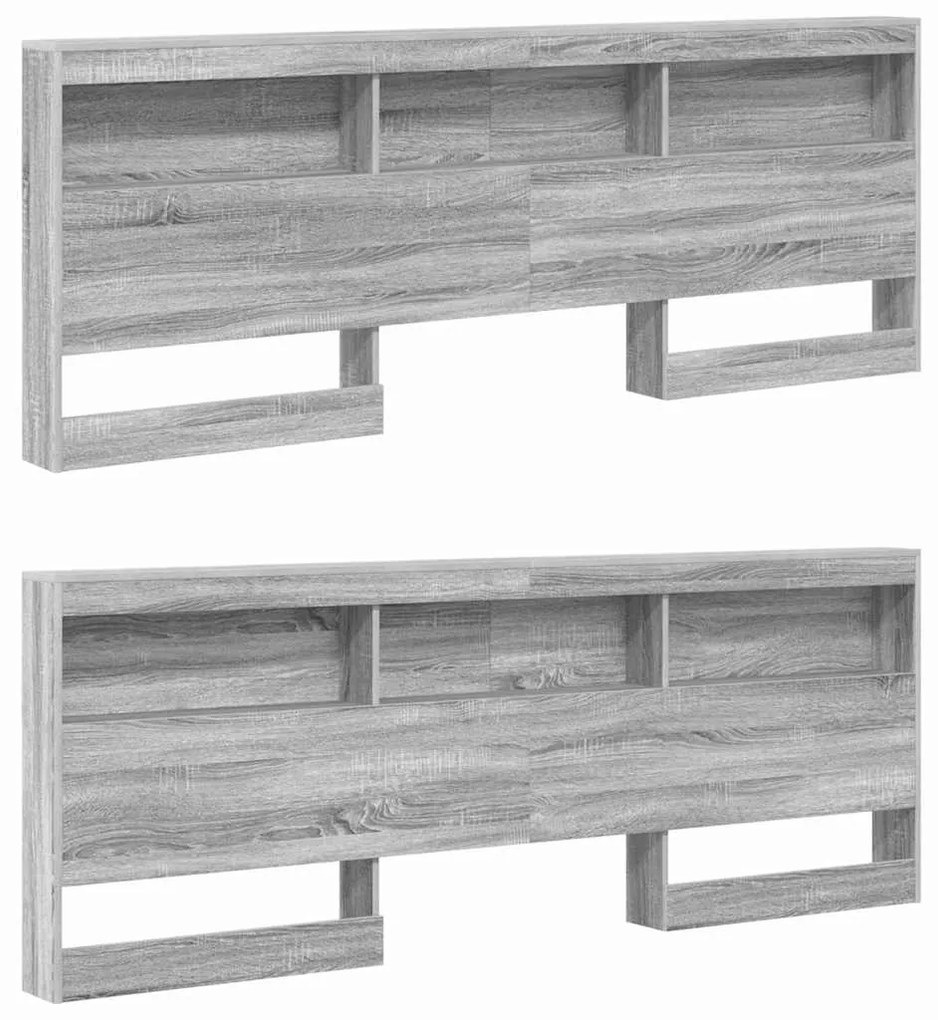 vidaXL Βιβλιοθήκη Κρεβατιού με κεφαλάρι Γκρι sonoma 180 x 200 cm
