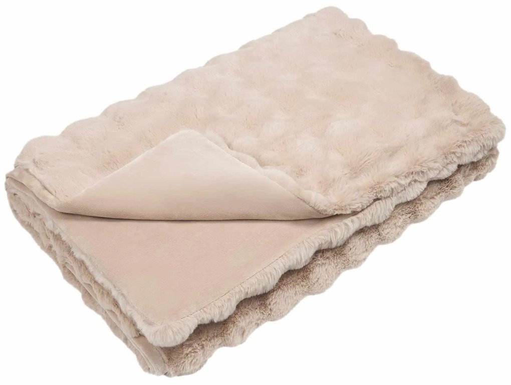 vidaXL Ψεύτικη κουβέρτα από κουνέλι Μπεζ 130 x 150 cm Πολυεστέρας