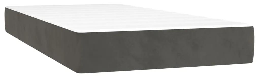 vidaXL Κρεβάτι Boxspring με Στρώμα Σκούρο Γκρι 90x200 εκ. Βελούδινο