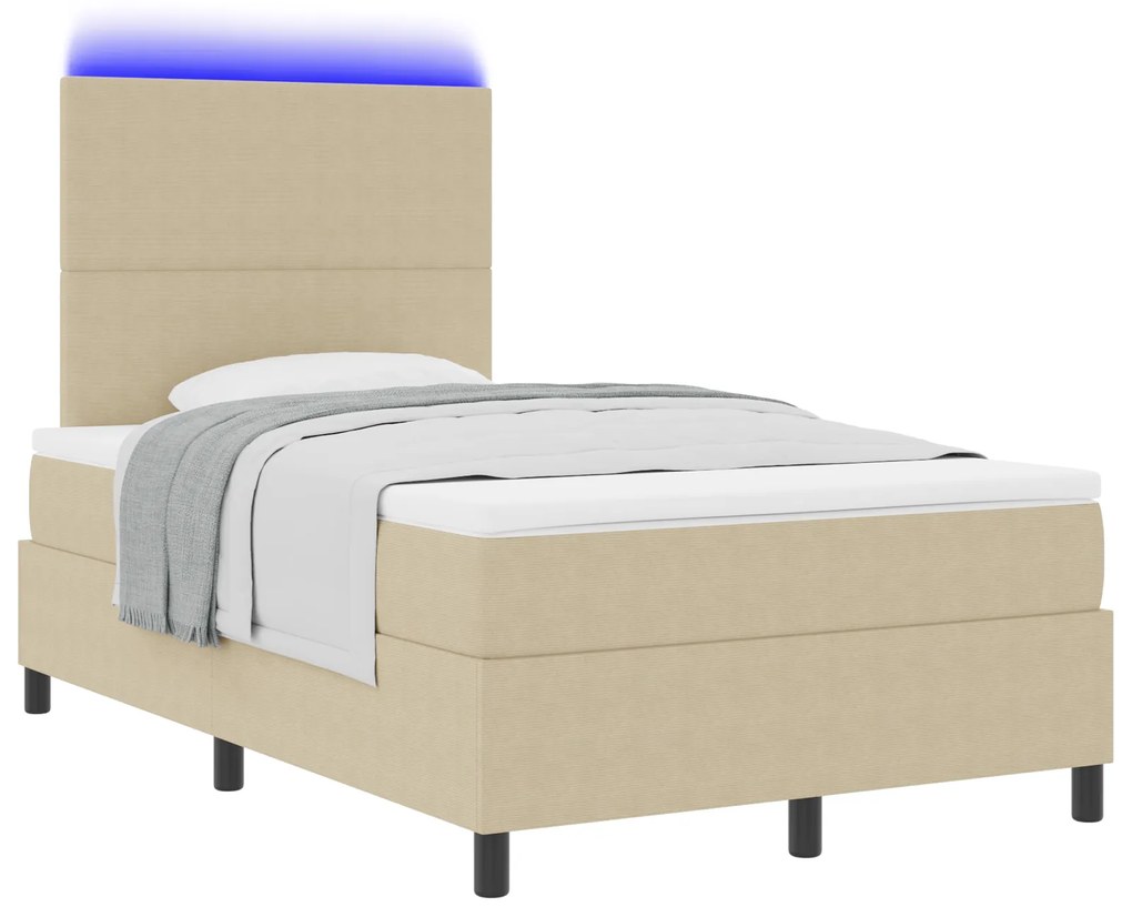 vidaXL Κρεβάτι με Σπαστό Στρώμα & LED Φως Γκρι Μπλέ 120x200 εκ. Βελούδο