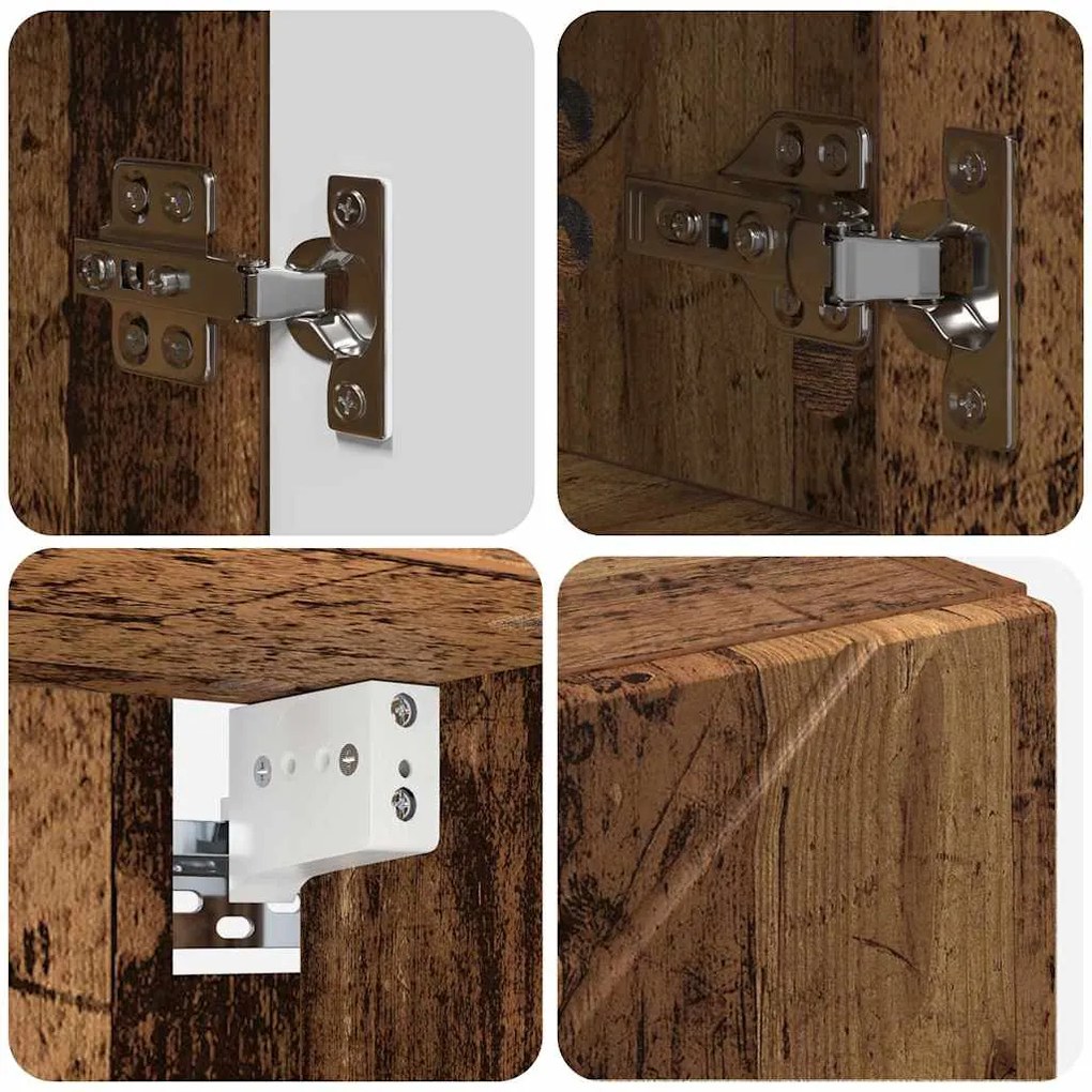 vidaXL Σετ Επίπλων Μπάνιου με ράφι 5 pcs Παλαιό ξύλο 30 x 35 x 192 εκ.
