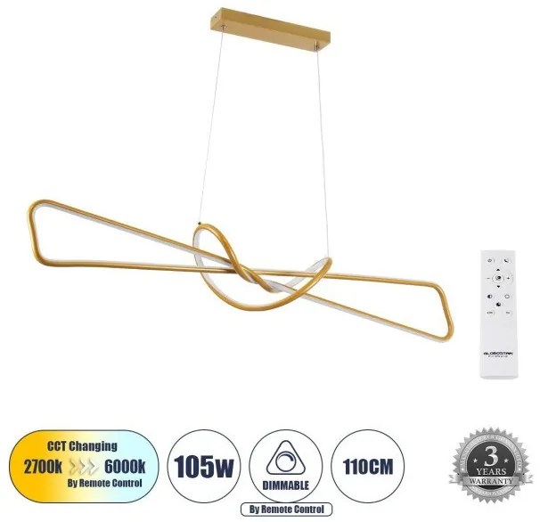 Κρεμαστό Φωτιστικό Οροφής LED CCT 105W Αλουμίνιο DOLORES Globostar-61282-Χρυσό 61282