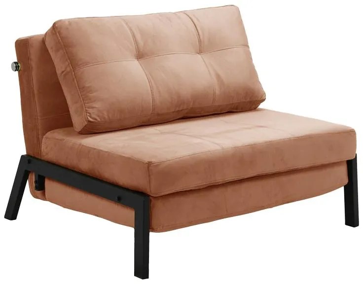 Πολυθρόνα-κρεβάτι Fancy ύφασμα βελούδο σε σάπιο μήλο απόχρωση κα πόδι μαύρο μέταλλο 95x98x70εκ 95x98x70 εκ.