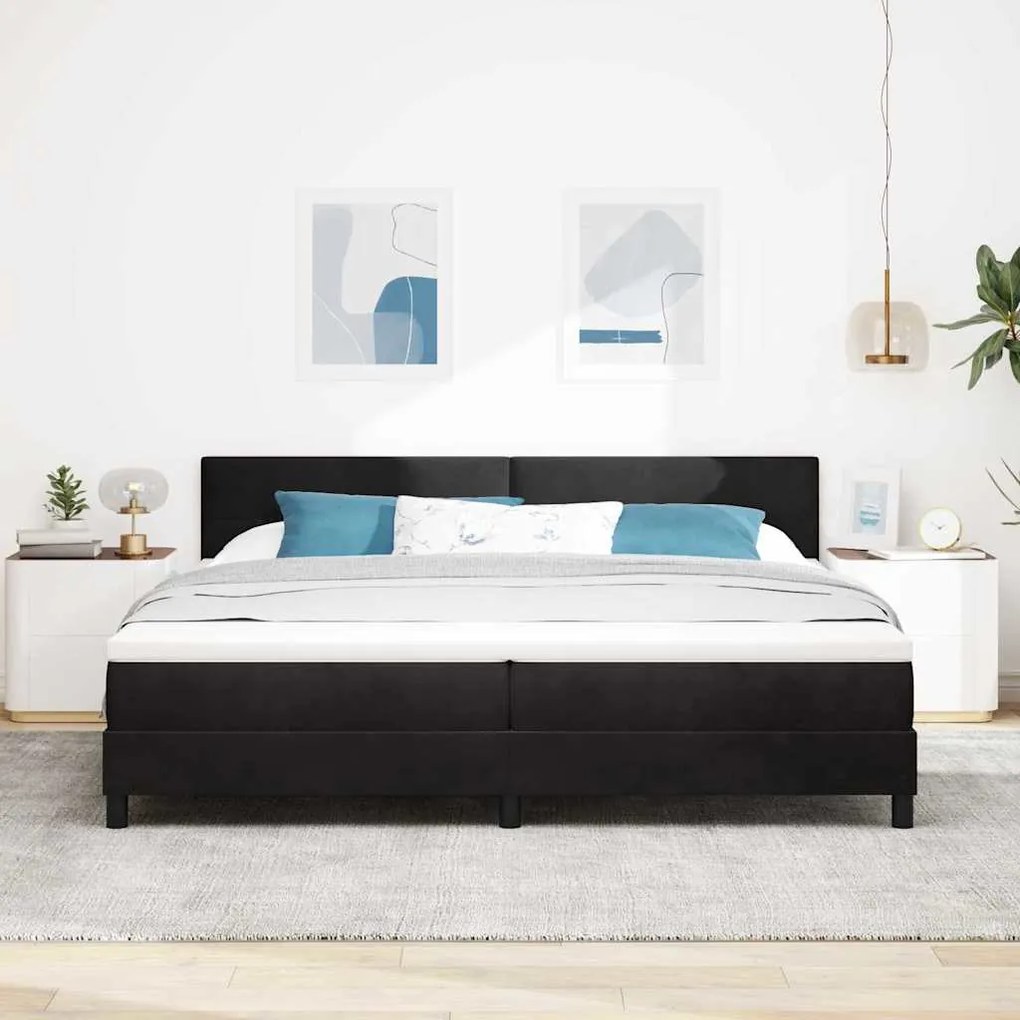 vidaXL Κρεβάτι με ελατήρια με στρώμα Μαύρο 200 x 200 cm Βελούδο