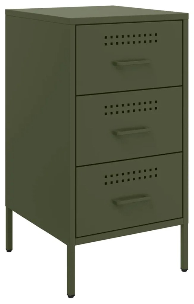 vidaXL Κομοδίνα 2 τεμ. Πράσινο Λαδί 36x39x68 εκ. από Χάλυβα