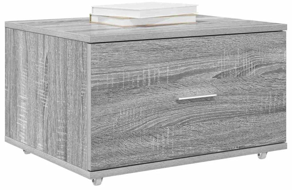 vidaXL Ντουλάπι με Συρτάρια με τροχούς Γκρίζο Σονομα 55 x 45 x 31 εκ