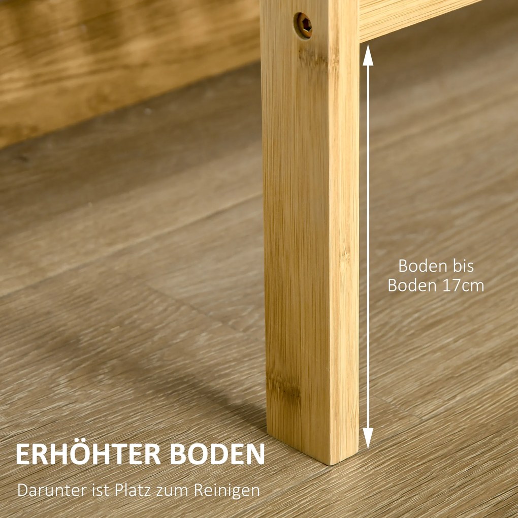 HOMCOM Ράφι από μπαμπού με 3 ράφια, μπαμπού, 62 cm x 33 cm x 80 cm, φυσικό χρώμα