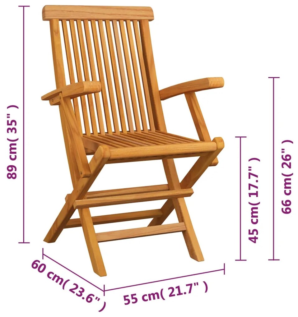 vidaXL Καρέκλες Εξωτερικού Χώρου Πτυσσόμενες 4 τεμ. Μασίφ Ξύλο Teak
