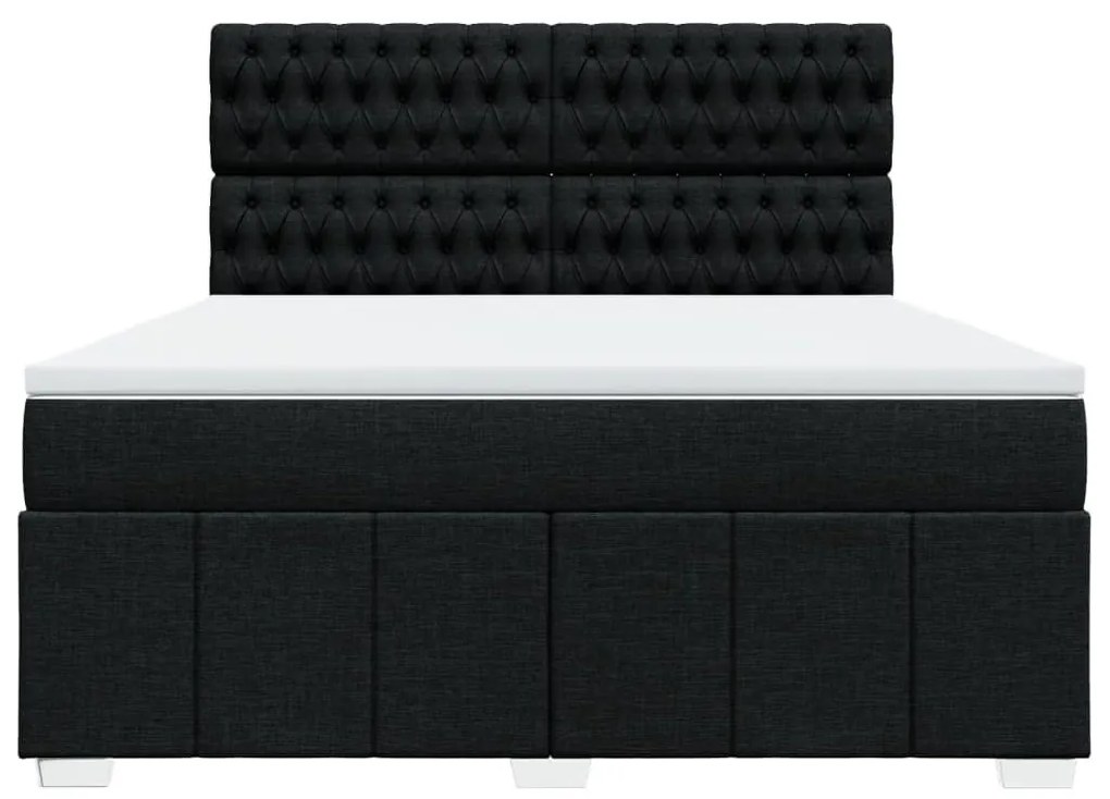 Κρεβάτι Boxspring με Στρώμα Μαύρο 180x200 εκ. Υφασμάτινο - Μαύρο