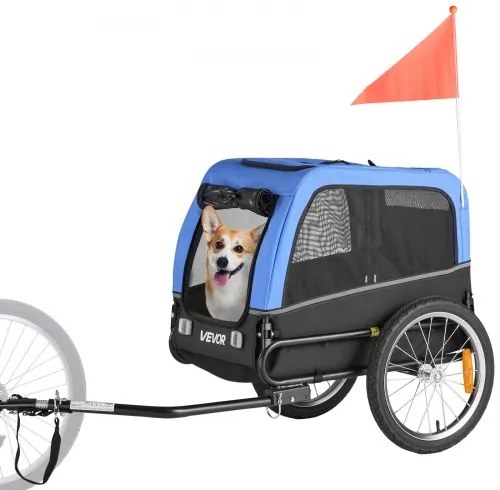 VEVOR Dog Bike Trailer, Supports up to 30 kg, Pet Cart Bicycle Carrier for Small &amp; Medium Dogs, Easy Folding Frame with Quick Release Wheel, Universal Bicycle Coupler, Reflector, Flag, Internal Leash