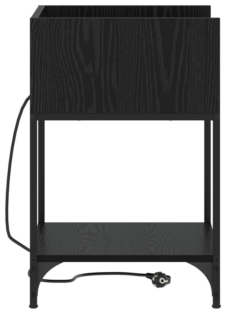 vidaXL Κομοδίνο με ράφι Μαύρη δρυς 40 x 40 x 61 εκ Επεξεργασμένο ξύλο